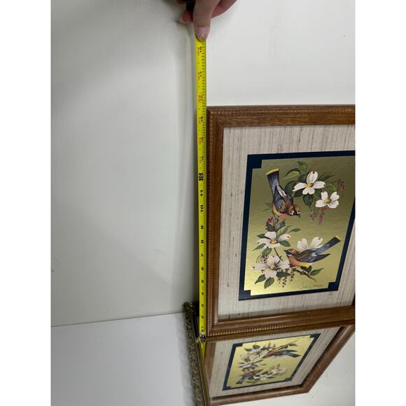 Vintage "Birds on Dogwood" Framed & Signed Print William J. Whiteside Gold Foil - Picture 9 of 10